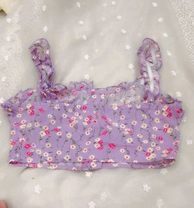 Cute Floral Button-Up Crop Top