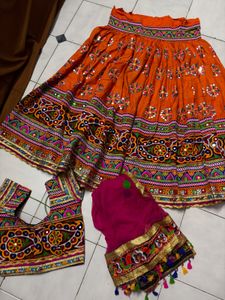 Vibrant Orange Embroidered Lehenga Choli Set