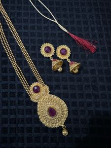 Gold Toned Necklace and Earring Set