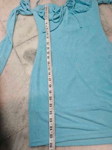 Stunning Blue Halter Neck Mini Dress
