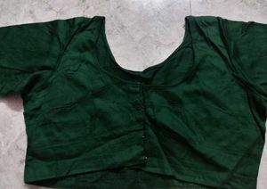 Elegant Green Blouse with Silver Border