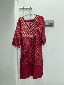 Red Bandhani Kurta