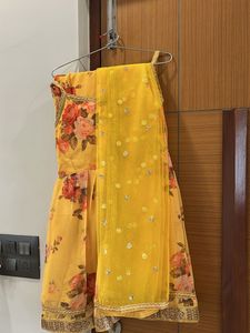 Yellow Floral Print Sharara Set
