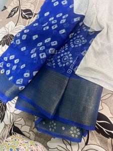 Vibrant Royal Blue Bandhani Saree