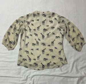 Cream Animal Print Semi-Formal Top