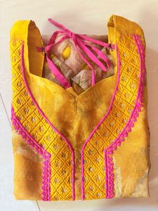 Yellow Kurti &amp; black frock Combo