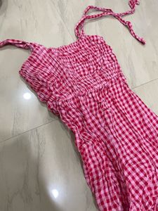 Pink Checked Summer Dress