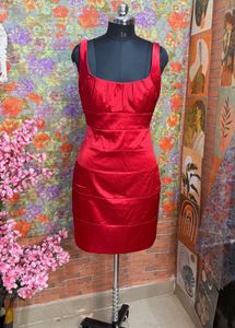Stunning Red Satin Bodycon Dress