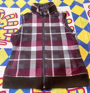 Plaid Sleeveless Jacket