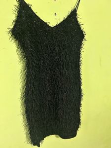 Sparkly Black Fringe Mini Dress