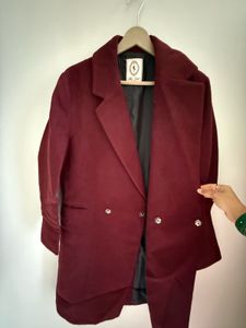 Chic Burgundy Blazer Coat