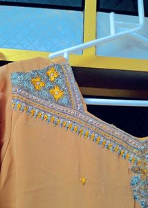 mustard orange Anarkali Suit Set