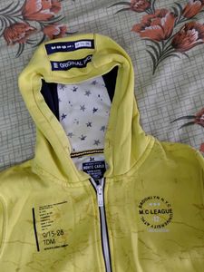 Men's Yellow Graphic Zip-Up Hoodie