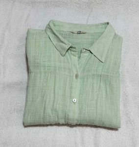 Light Neon Green Collared Button-Up Shirt
