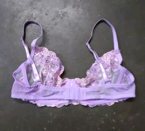 Sheer Floral Embroidered Bra