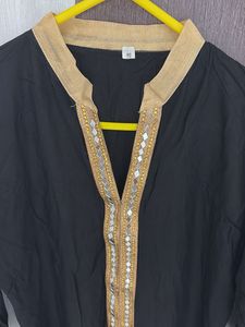 Elegant Black Kurta with Golden Embellishments
