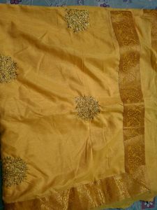 Elegant Yellow Silk Saree with Gold Border
