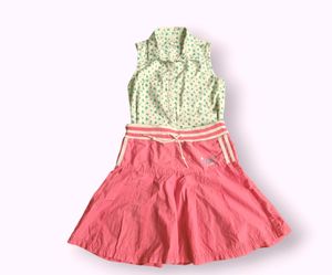 Allen Solly Girls Top And Blue Muffin Skirt