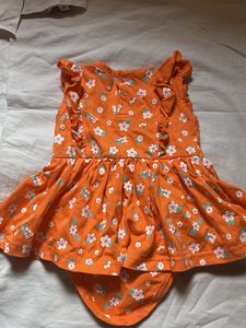 Adorable Orange Floral Baby Dress