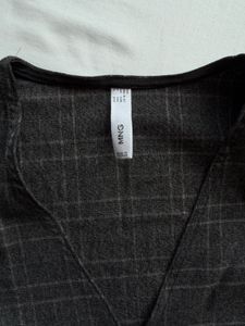 Mango - Grey Plaid Wrap Dress