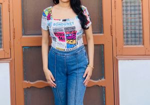 Unique abstarct Newspaper Print Top