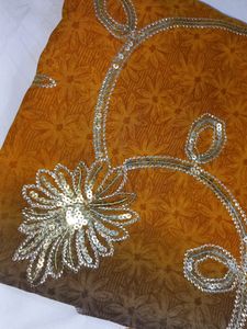 Free Delivery MUSTARD BROWN DOUBLE COLOUR SAREE