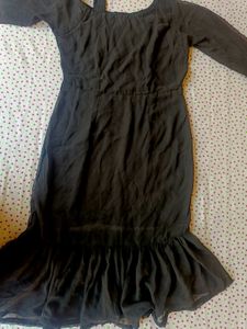 Elegant Grey Ruffle Dress