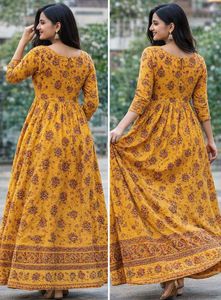 3/4th Yellow Floral Print gown