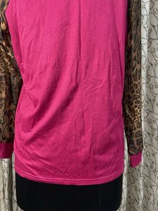 Chic Pink &amp; Leopard Print Raglan Top
