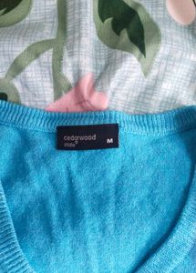 V-Neck Long Sleeve Teal Sweater