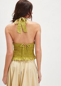 Chic Ruched Halter Neck Top