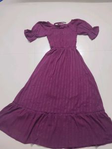 Purple Ruffle Sleeve Maxi Dress