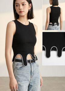 Unique Black Ribbed drop Tank Top
