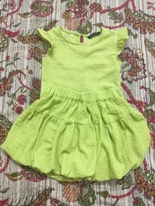Girls Lime Green Textured Dress
