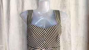 Chic Striped &amp; Black Maxi Dress