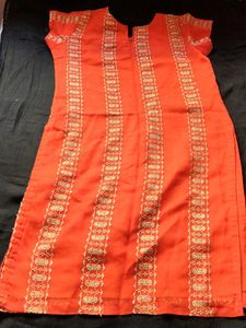 Orange Embroidered Kurta