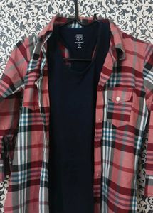 women's Plaid Long Sleeve Shirt with Inner Tee