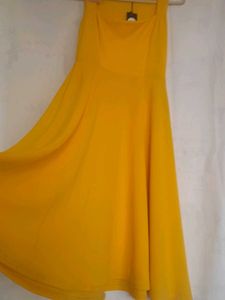 Vibrant Yellow Square Neck Dress