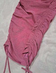 brand new (H&amp;M)Sparkly Pink Ruched Mini Dress