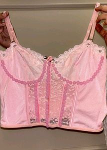 Cute Pink Lace Corset Top