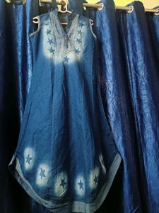 Denim Star Print Dress