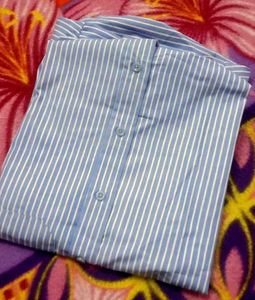 Men's Blue Striped Short Sleeve Shirt