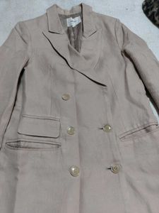 Women's Beige Double-Breasted Blazer