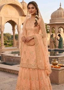Elegant Peach Embroidered Kurta Set