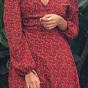 shein date dress - Red animal Floral Print