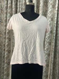 Soft Pink V-Neck T-Shirt