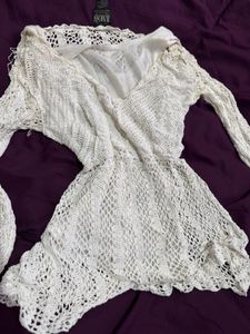 knit mini white dress