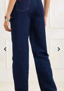 Shein cherry Embroidered Wide-Leg Jeans with tag