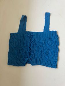 Blue Cable crochet Crop Top