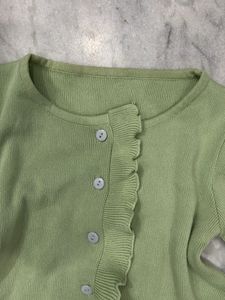 Chic Ruffle Button-Up Cardigan